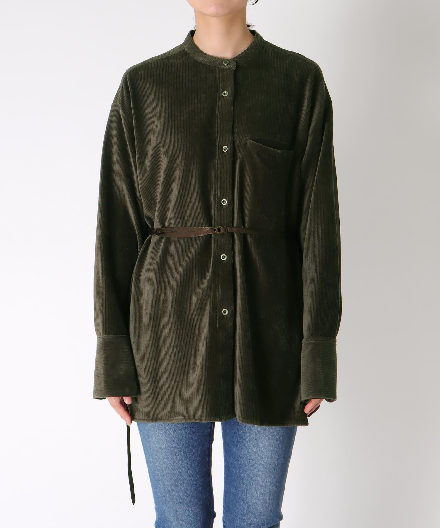 コーデュロイベルテッドシャツ