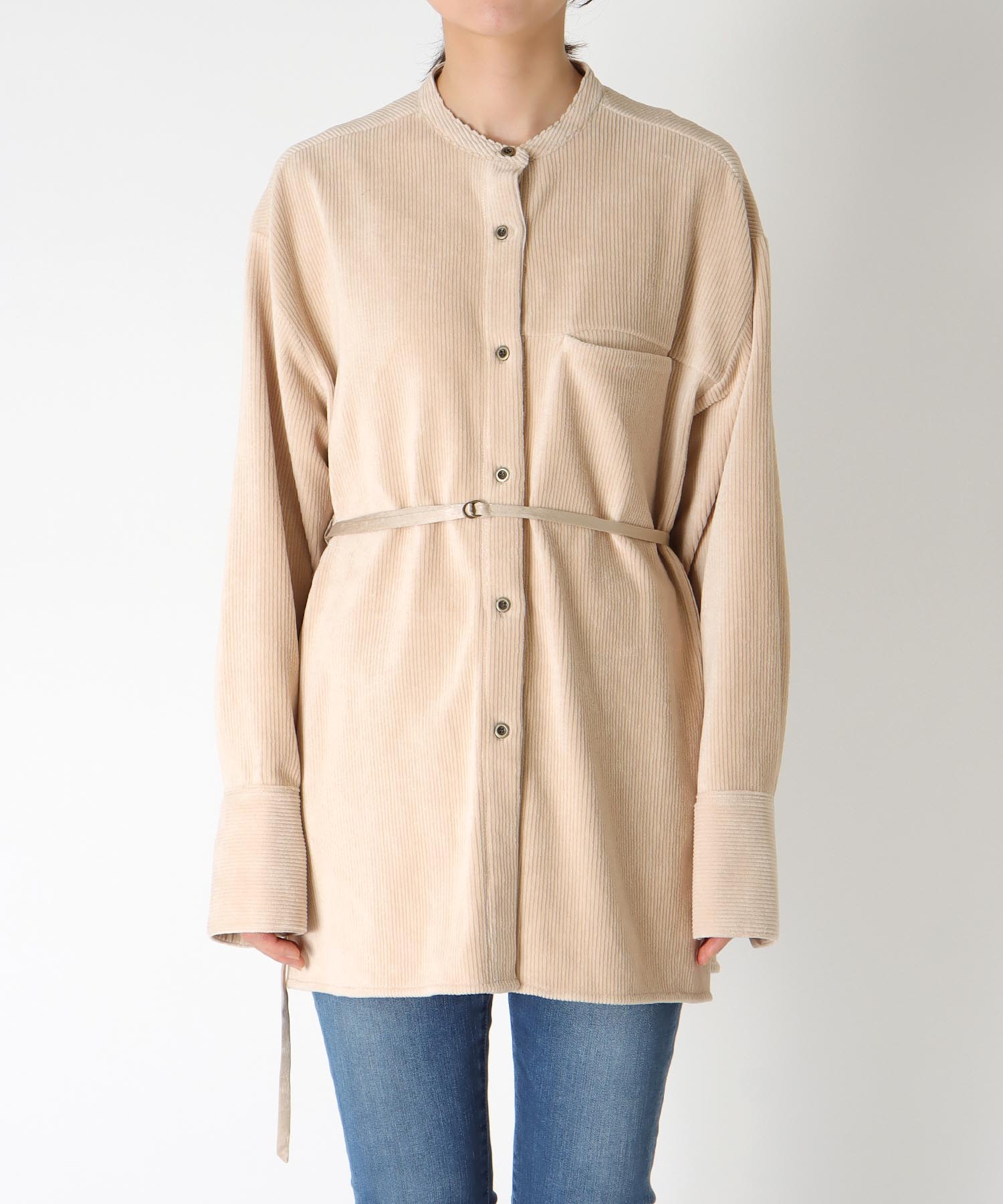 コーデュロイベルテッドシャツ