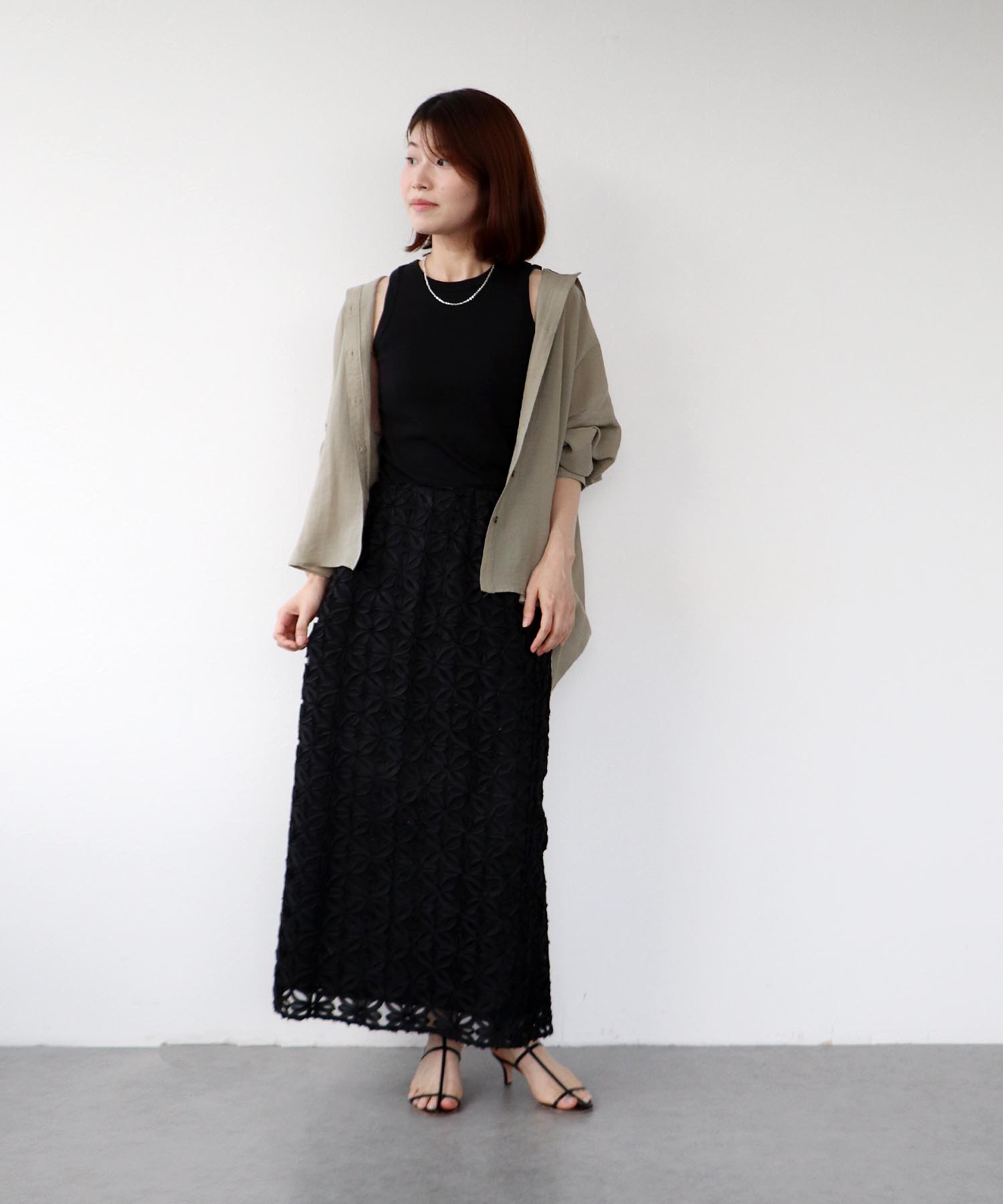 フラワー刺繍タイトスカート【セットアップ有り】
