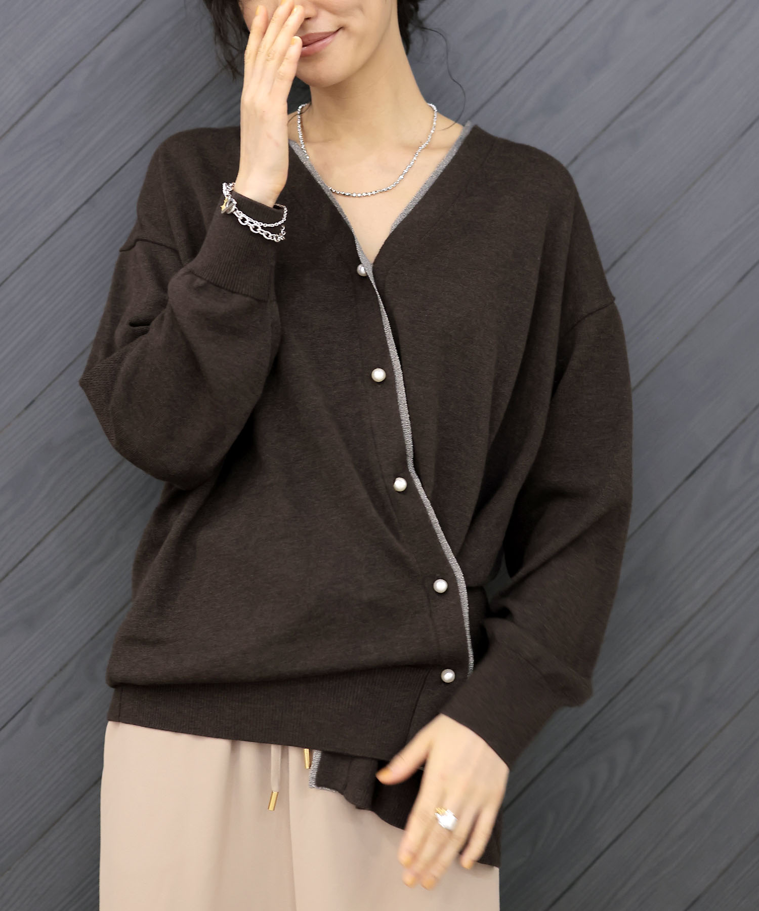 パール釦2wayカーディガン
