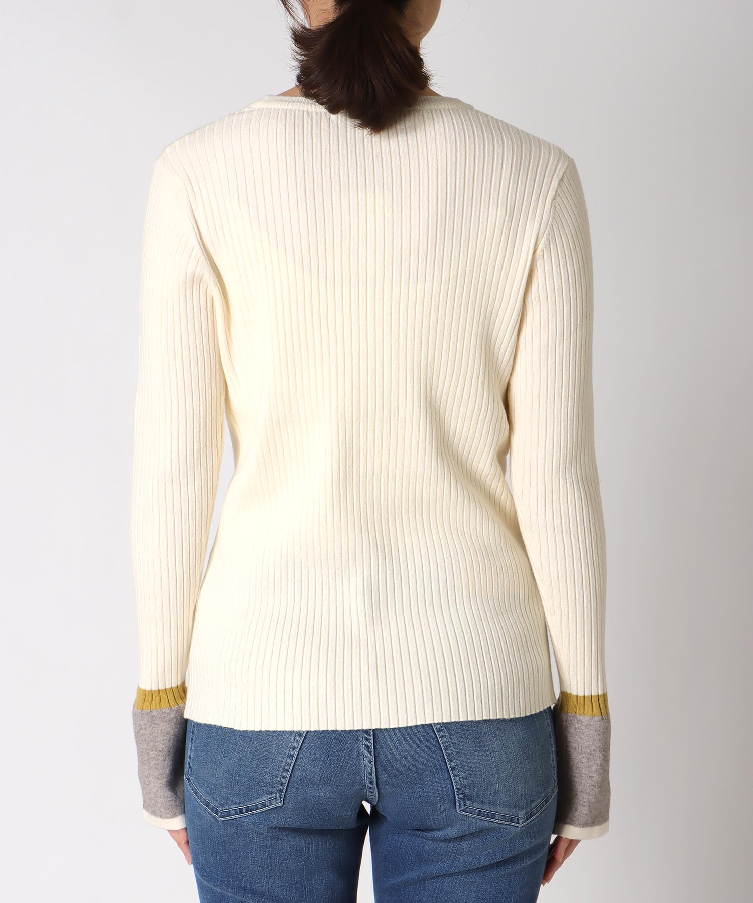 袖口バイカラーリブニット