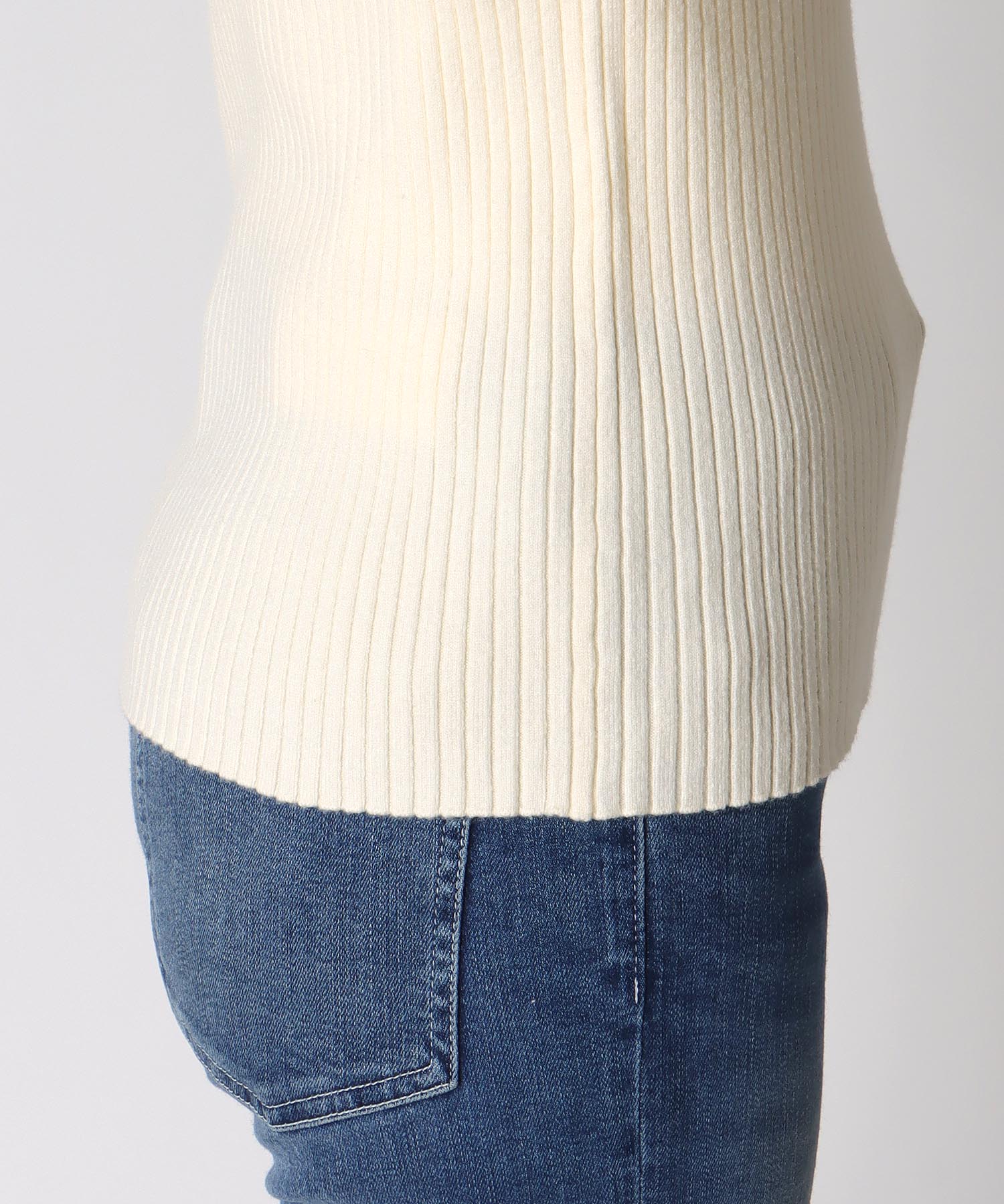 袖口バイカラーリブニット