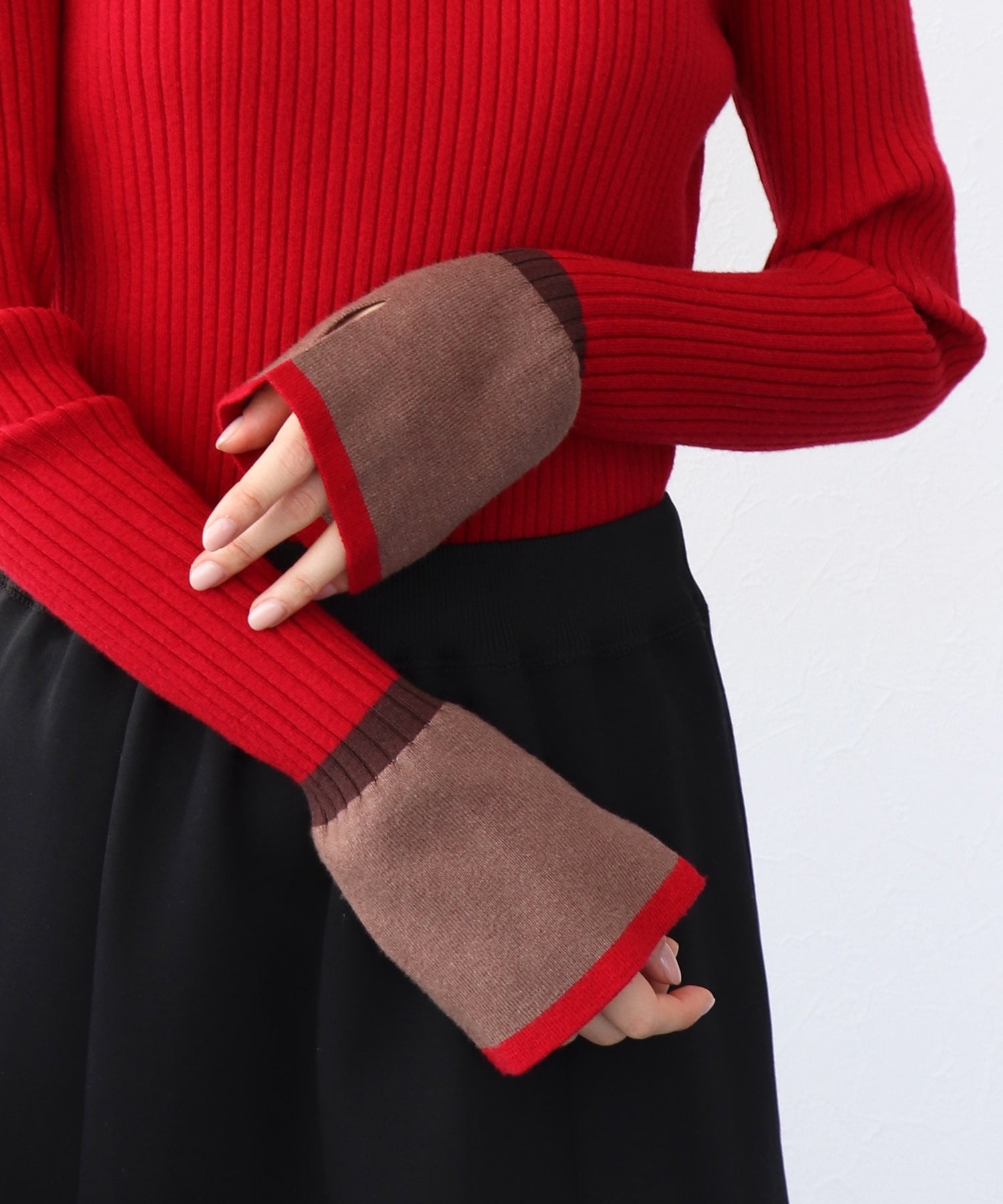 ≪新色追加≫袖口バイカラーリブニット