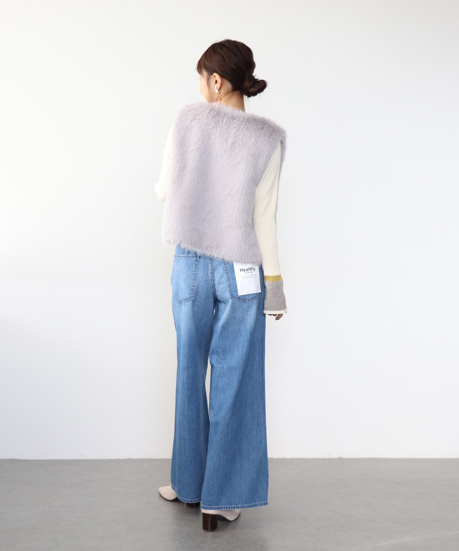 袖口バイカラーリブニット