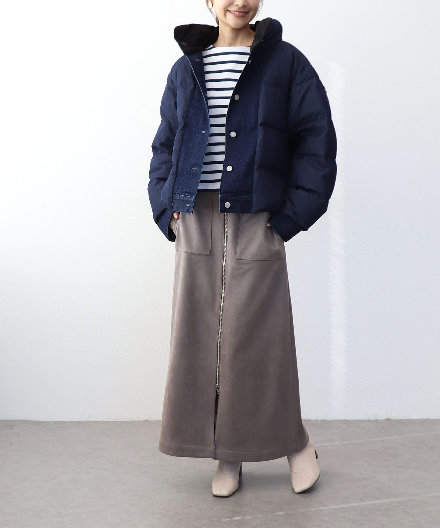 ダンガリーデニムダウンジャケット