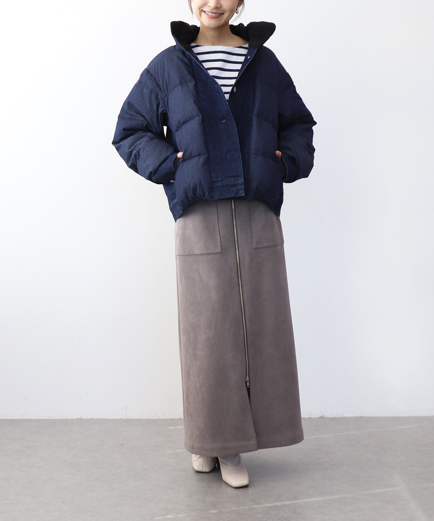 ダンガリーデニムダウンジャケット