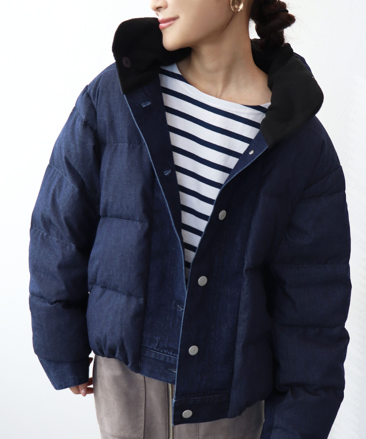 ダンガリーデニムダウンジャケット