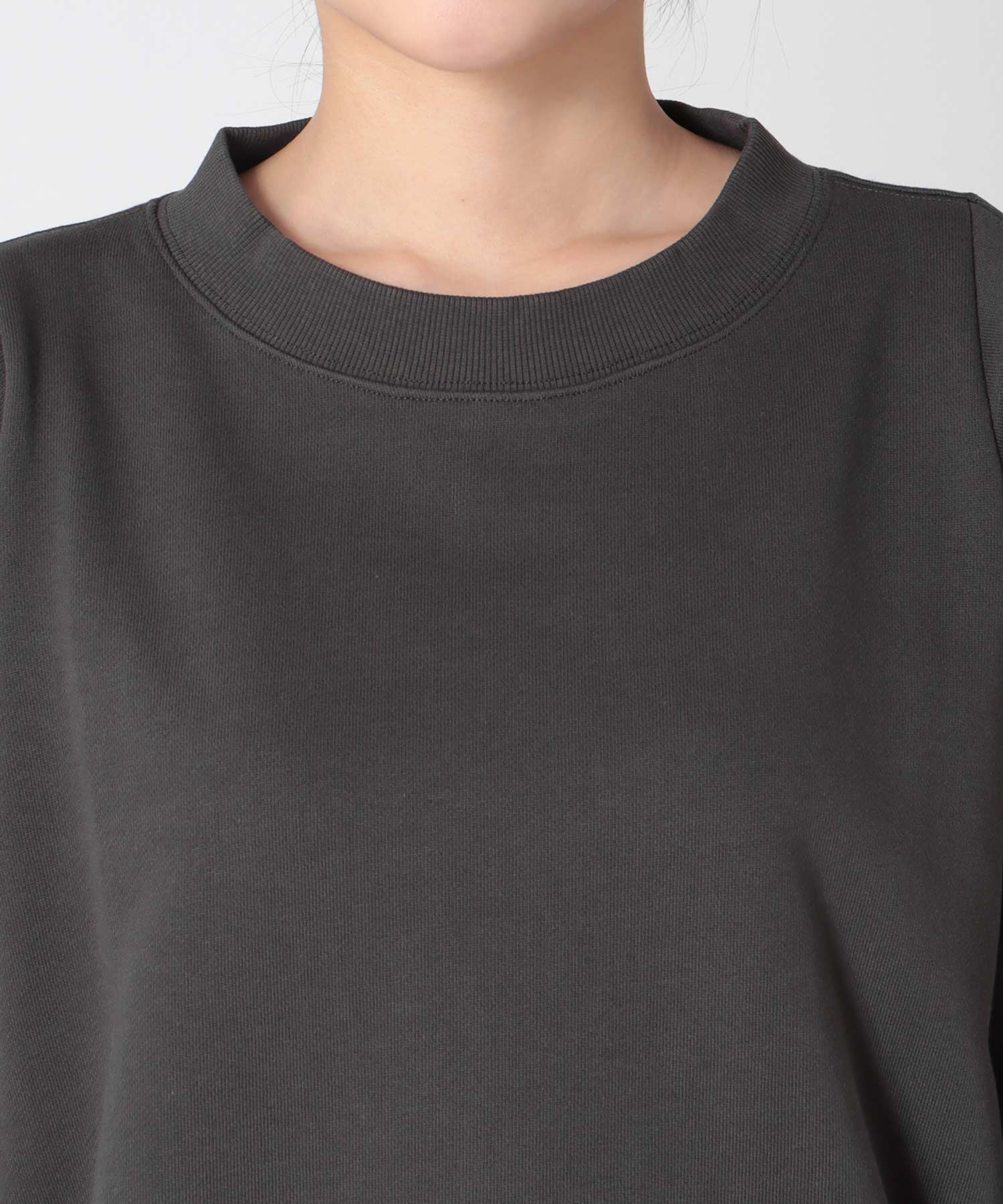 布帛ドッキング裏毛トップス