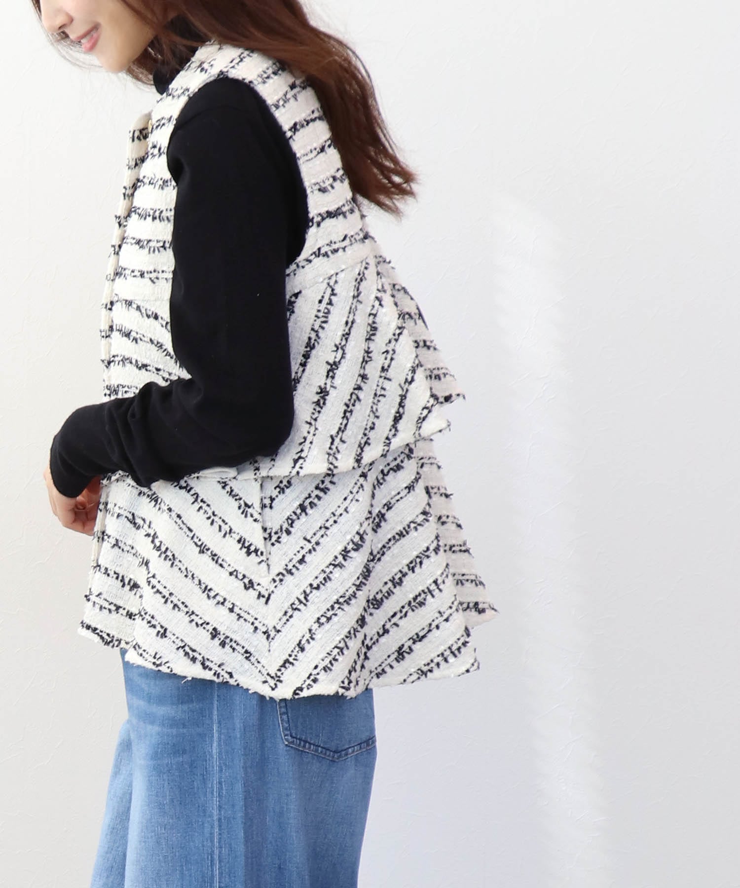 ツィードフリルベスト