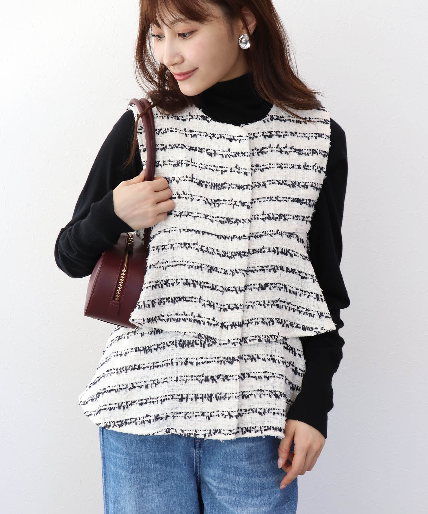 ツィードフリルベスト