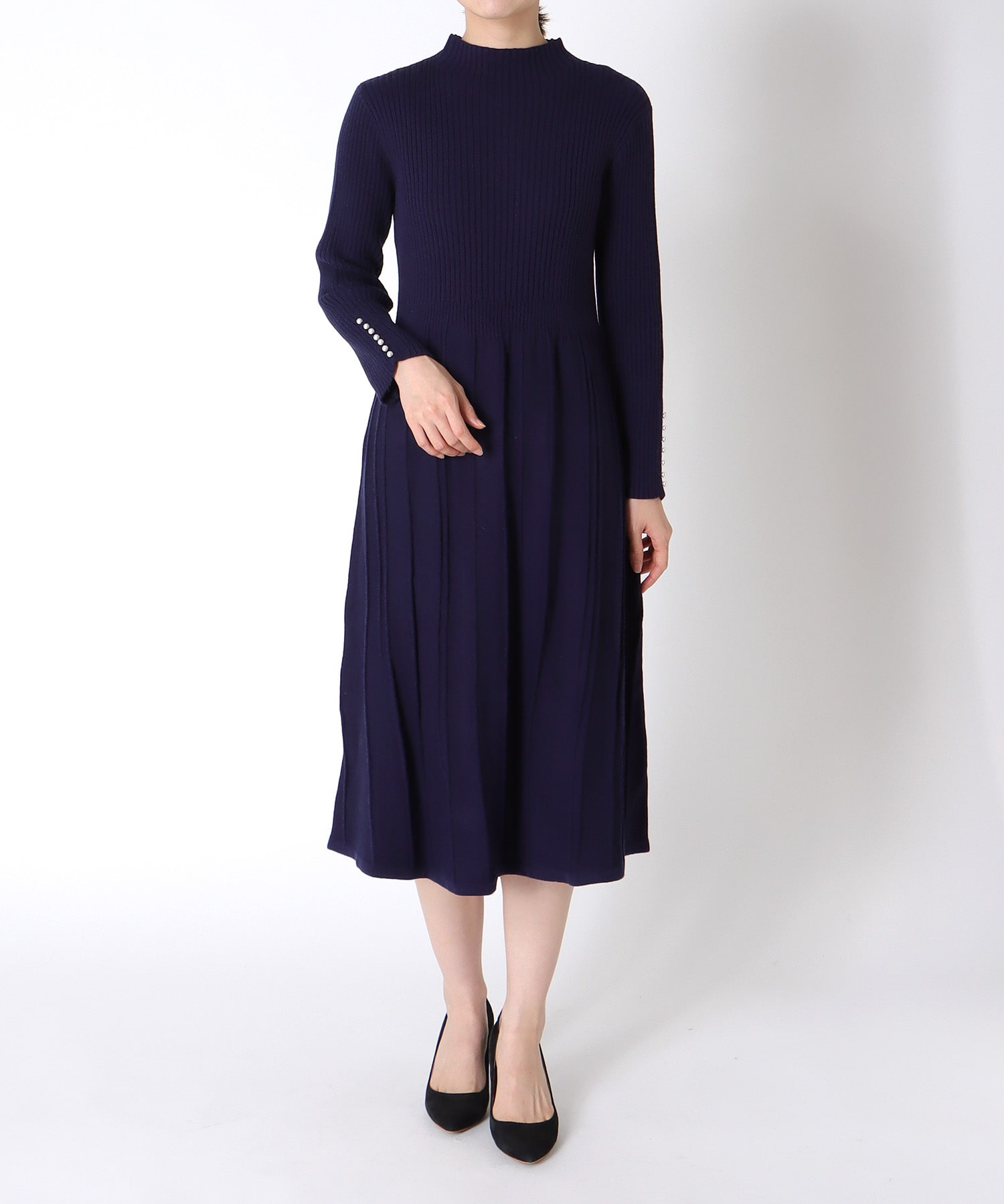 【8月28日予約販売】ニットプリーツAラインワンピース【WEB限定】