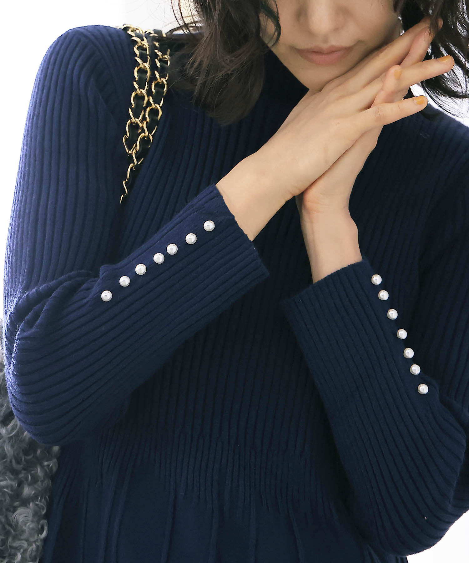 【8月28日予約販売】ニットプリーツAラインワンピース【WEB限定】
