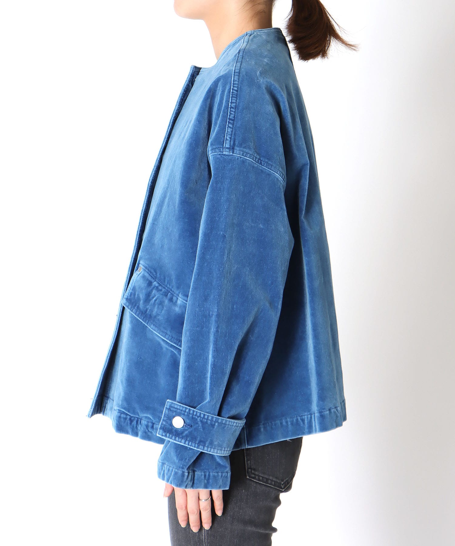 【10月16日予約販売】別珍デニムノーカラージャケット