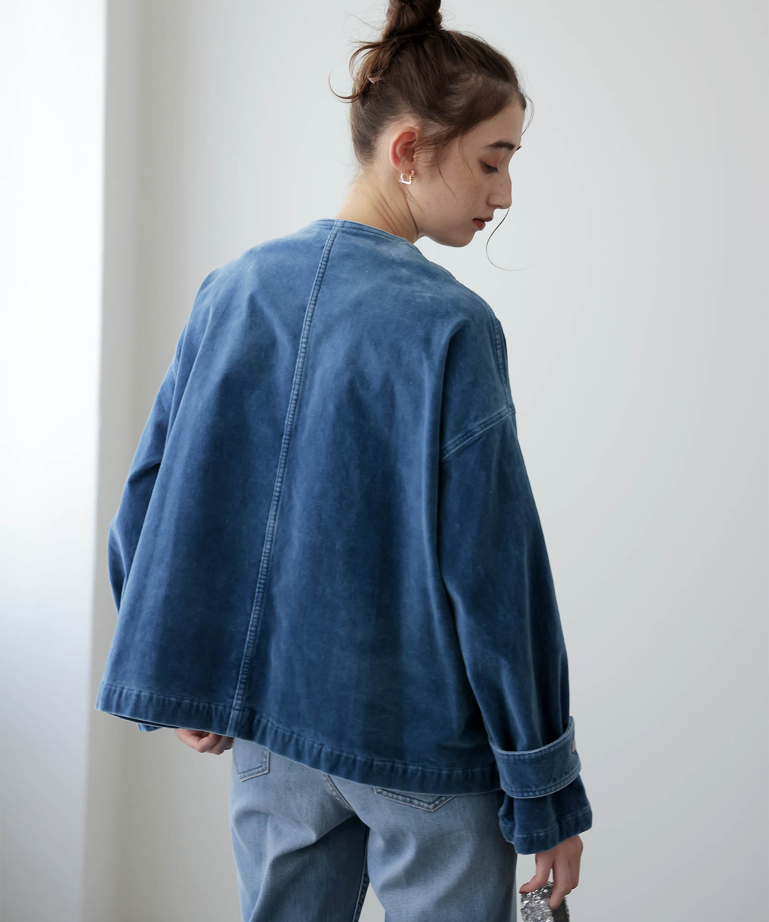 【10月16日予約販売】別珍デニムノーカラージャケット