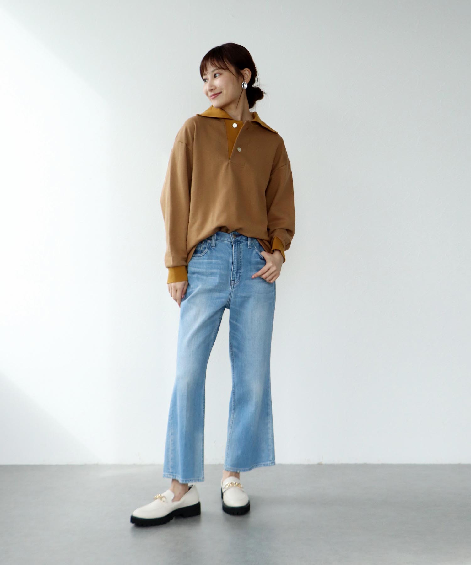 裏毛ポロ衿プルオーバー