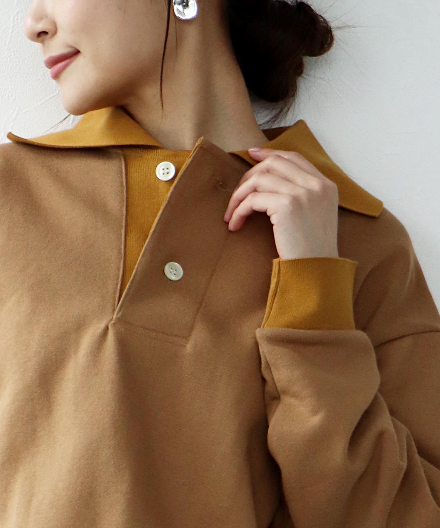 裏毛ポロ衿プルオーバー