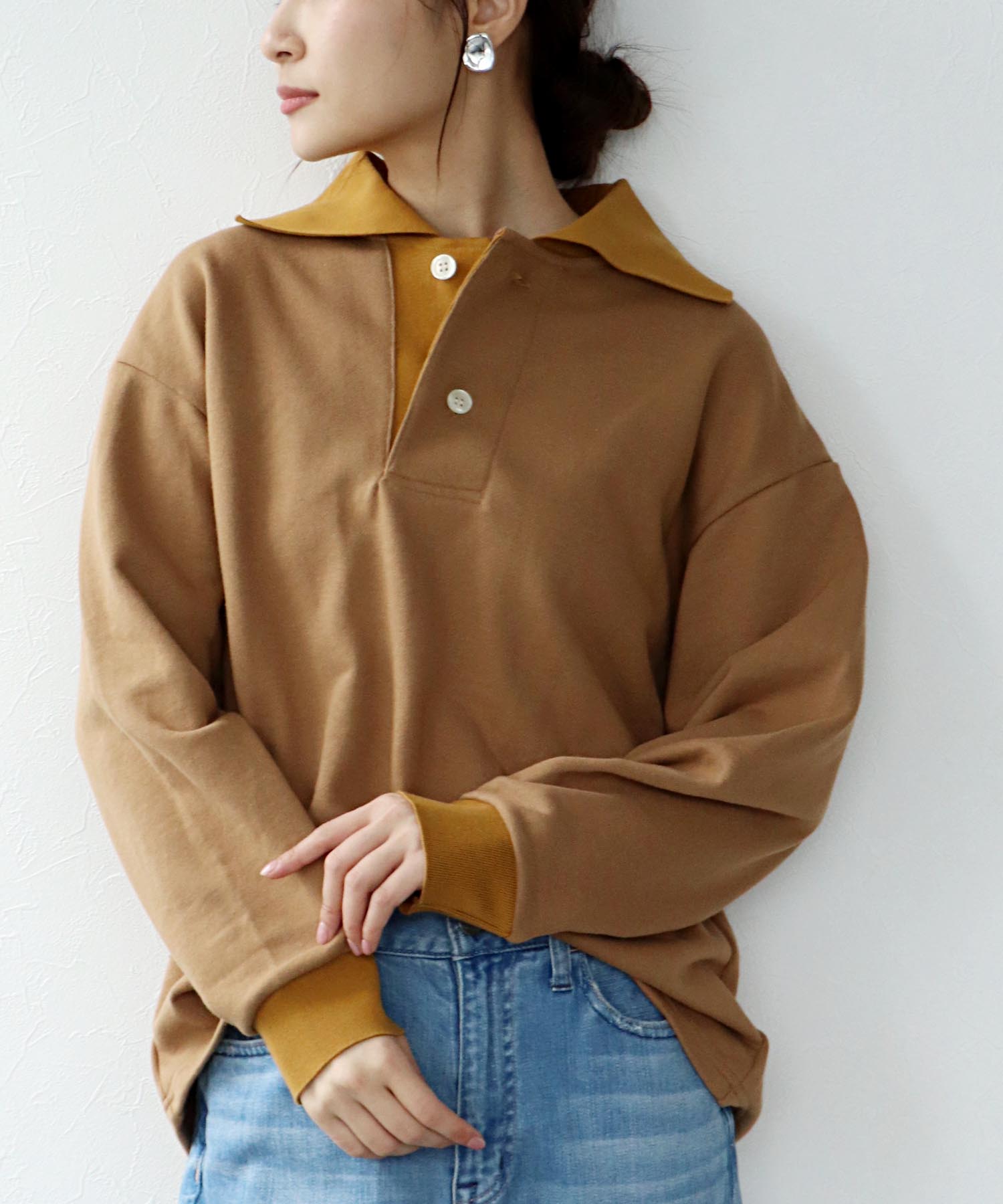 裏毛ポロ衿プルオーバー