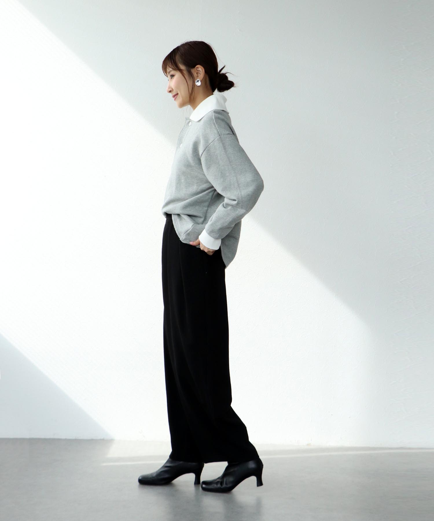 裏毛ポロ衿プルオーバー