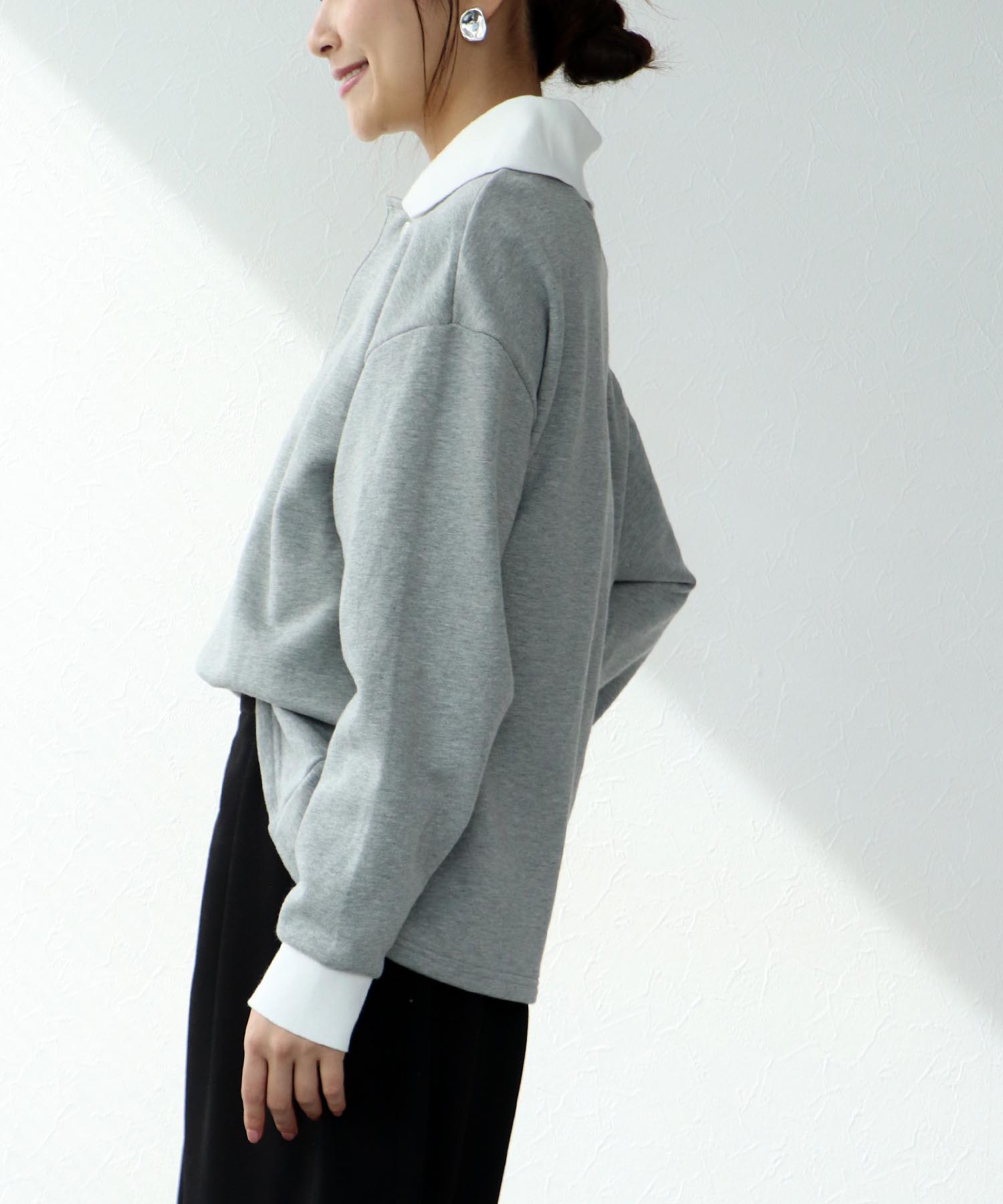 裏毛ポロ衿プルオーバー