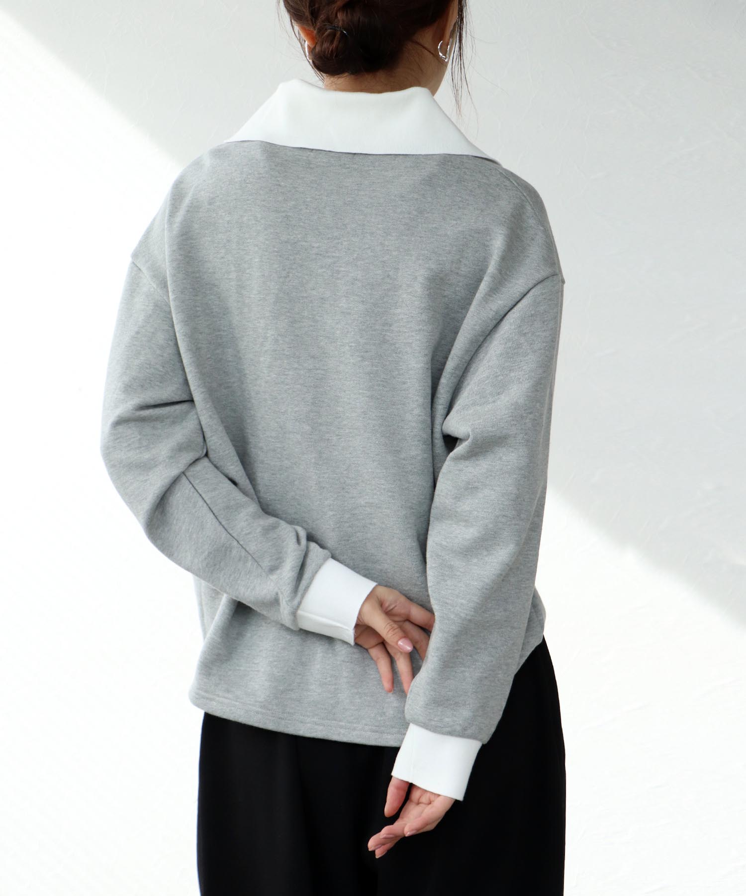 裏毛ポロ衿プルオーバー