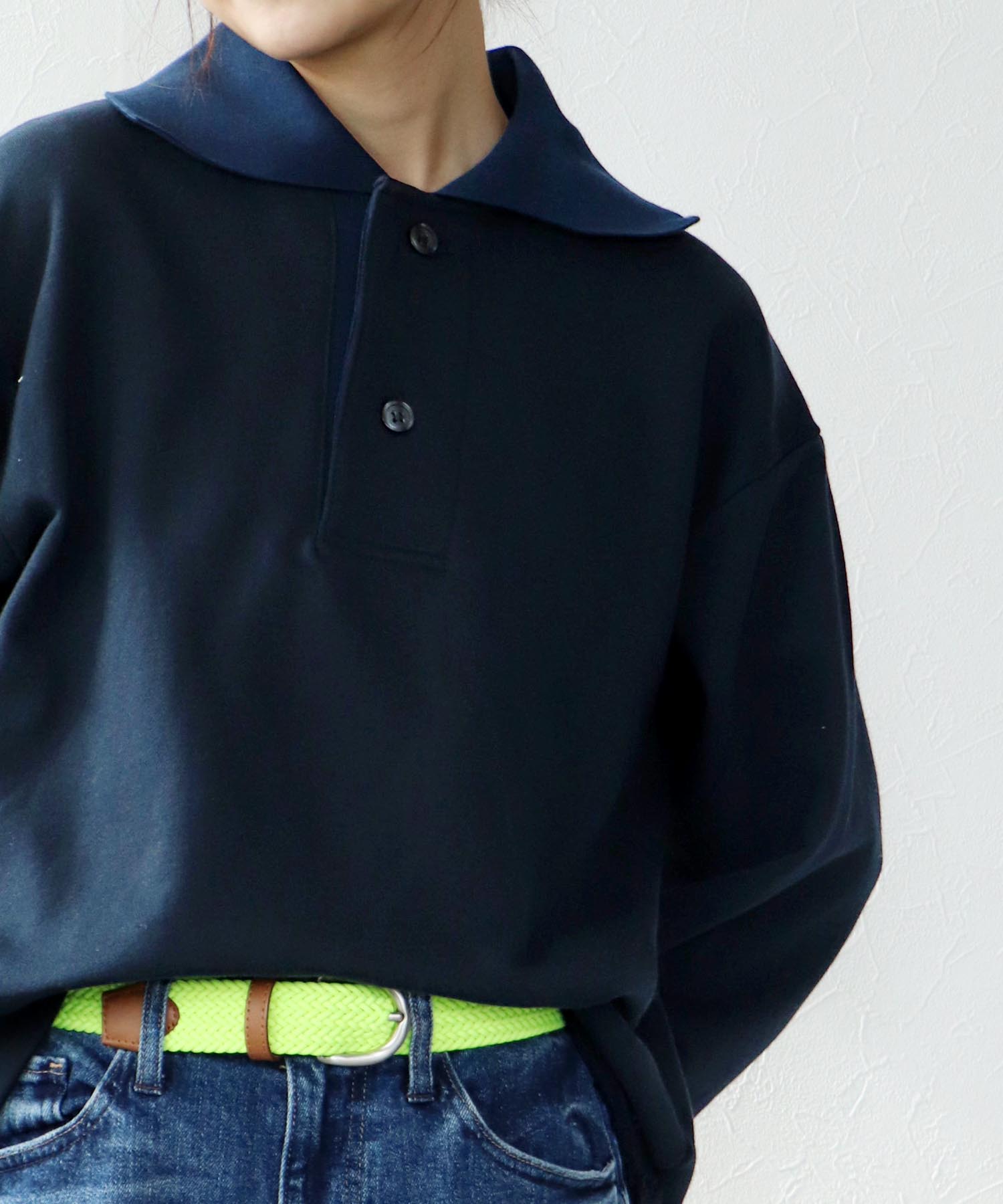 裏毛ポロ衿プルオーバー