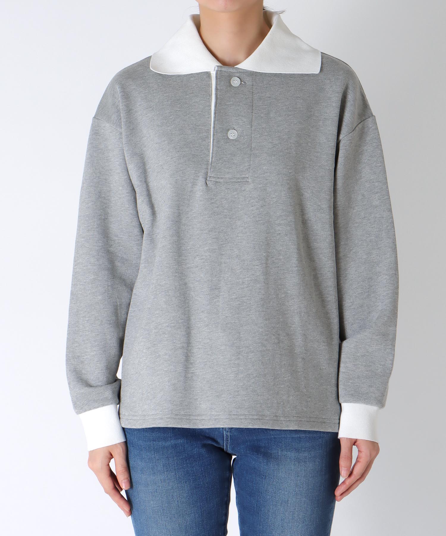 裏毛ポロ衿プルオーバー