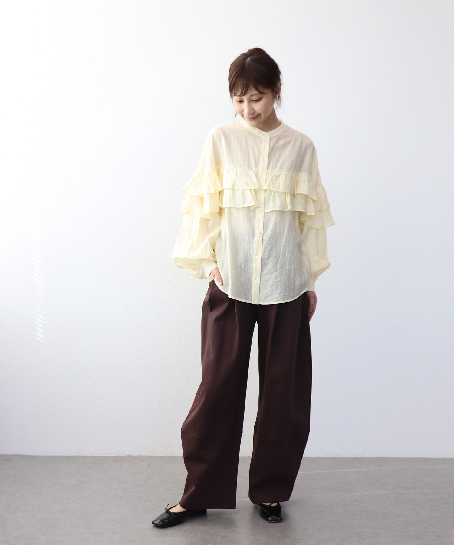 ダブルフリルシャツ