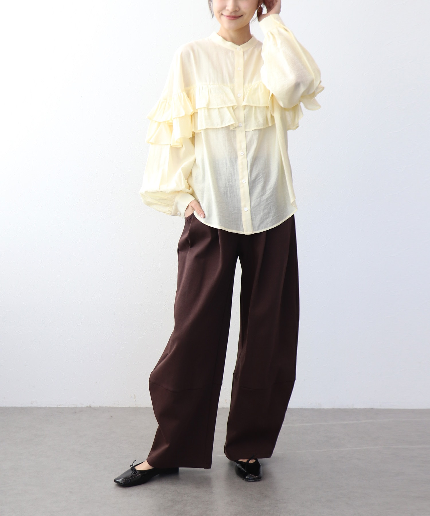 ダブルフリルシャツ