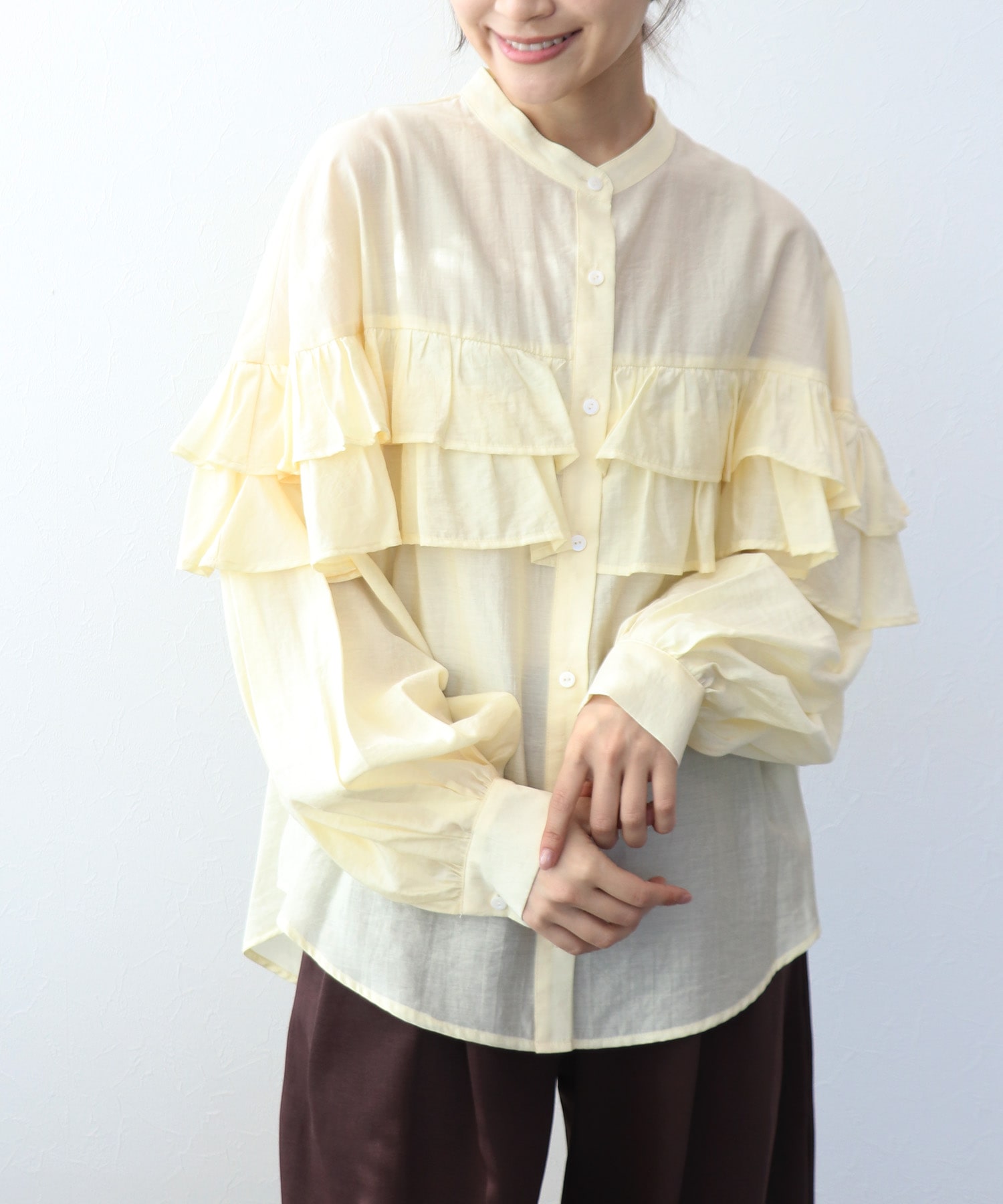 ダブルフリルシャツ
