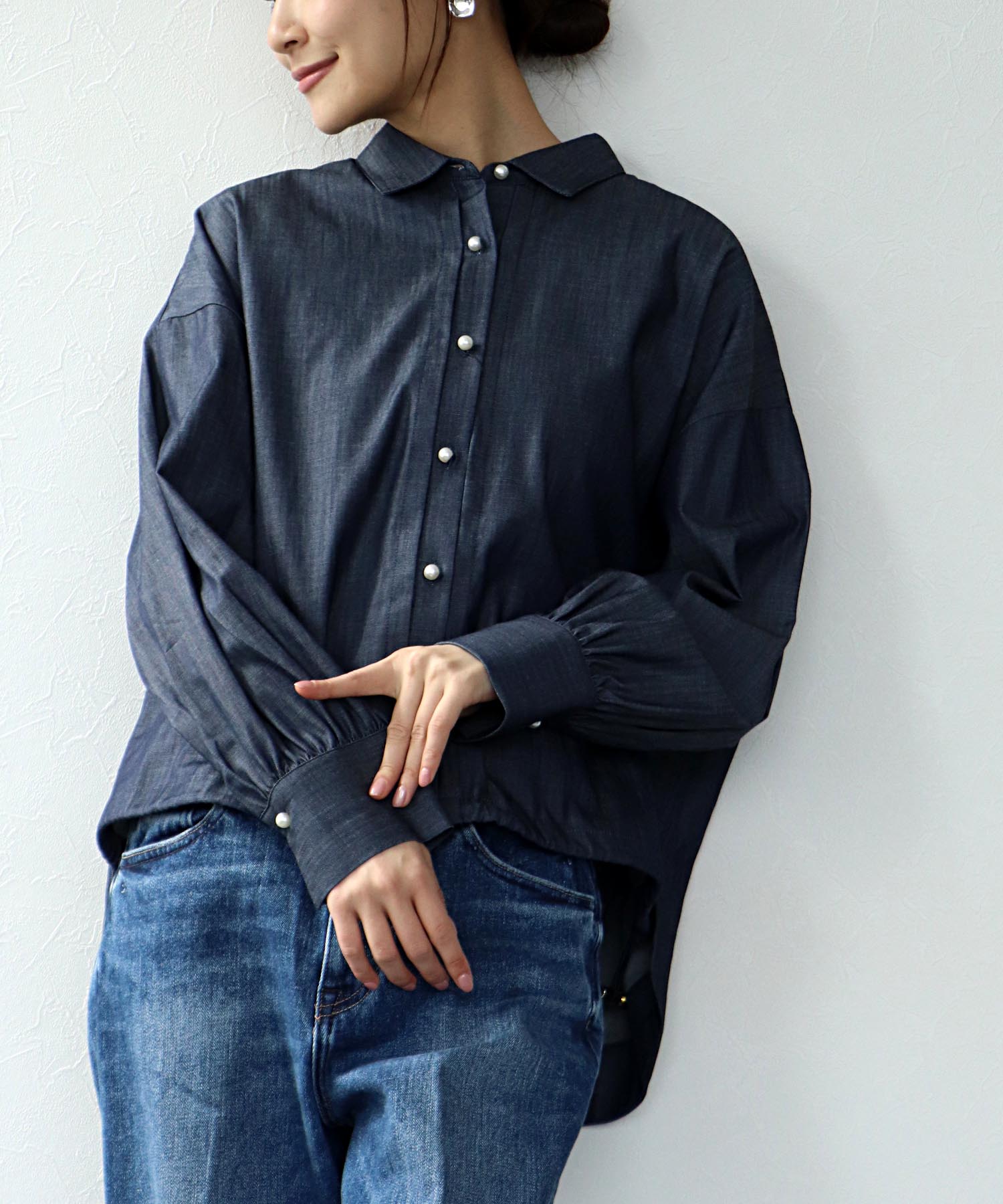 パール釦スピンドルシャツ