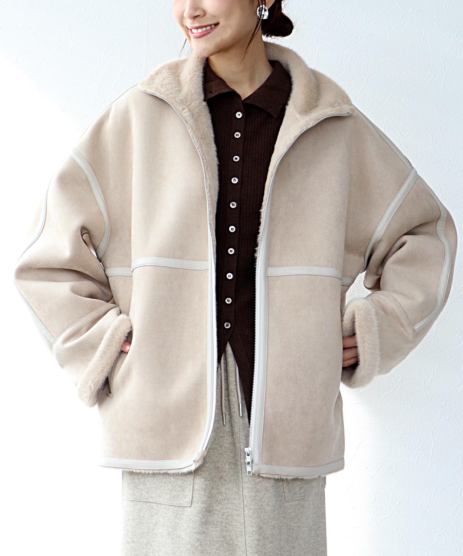 フェイクムートンショートコート