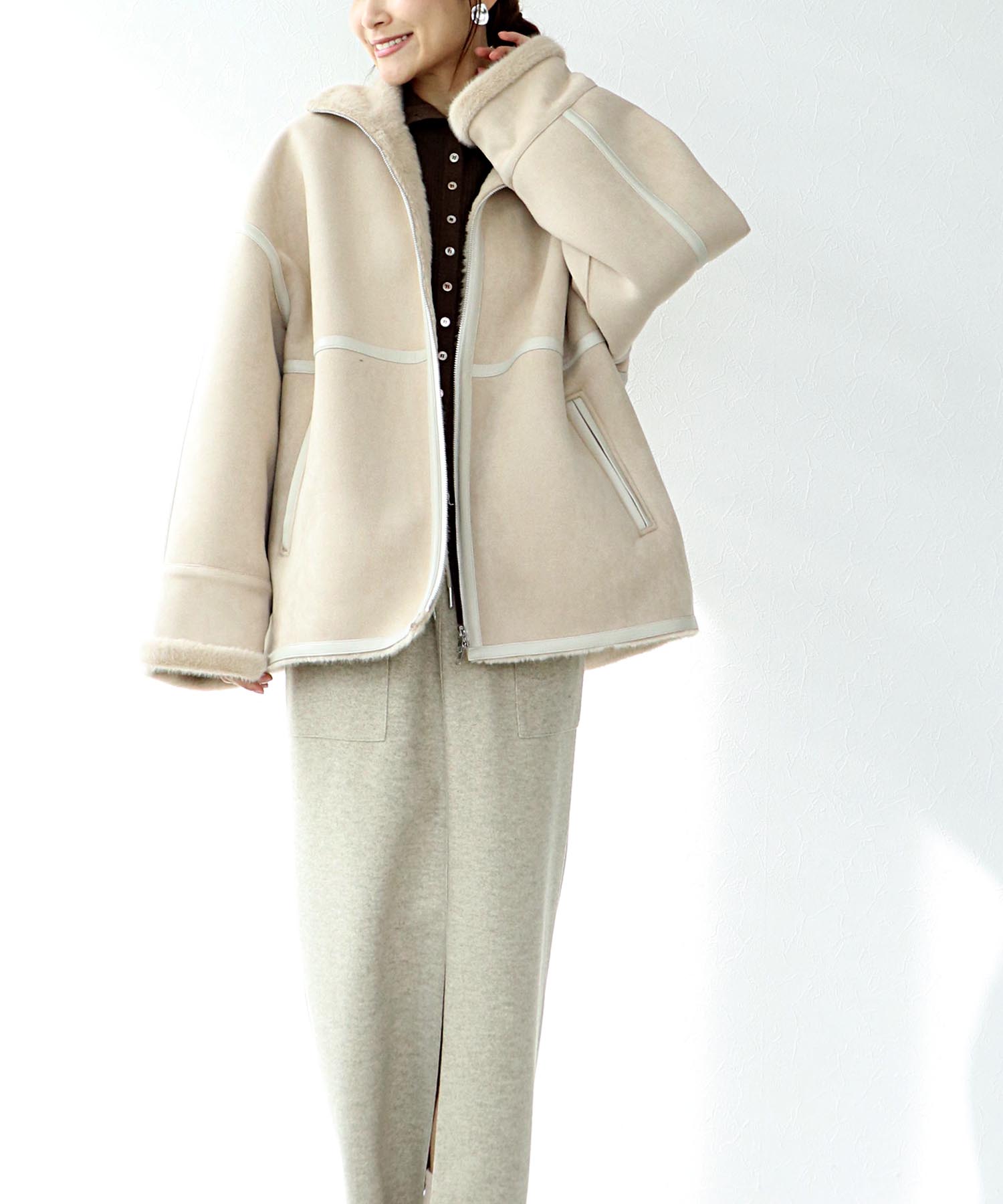 フェイクムートンショートコート