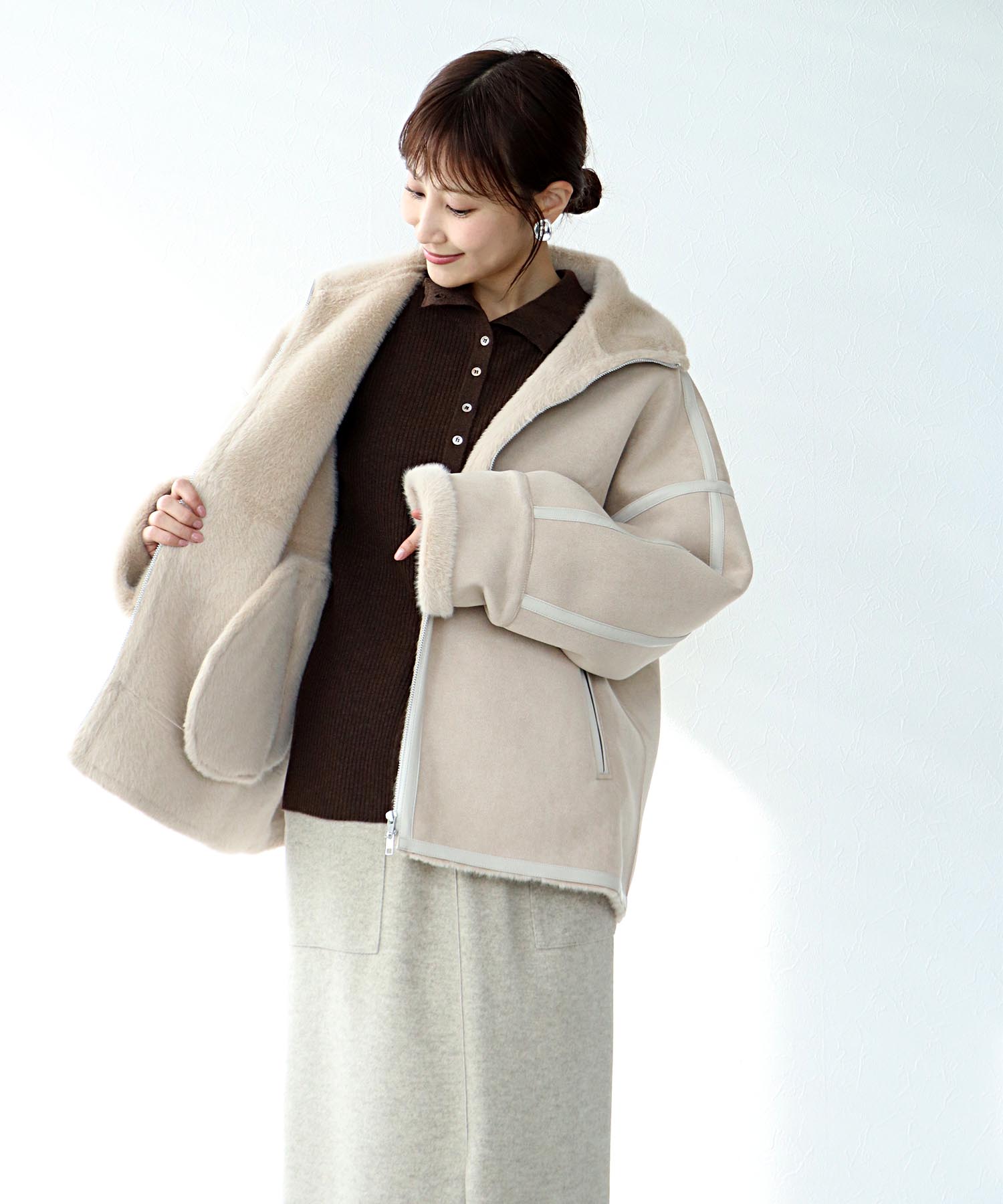 フェイクムートンショートコート