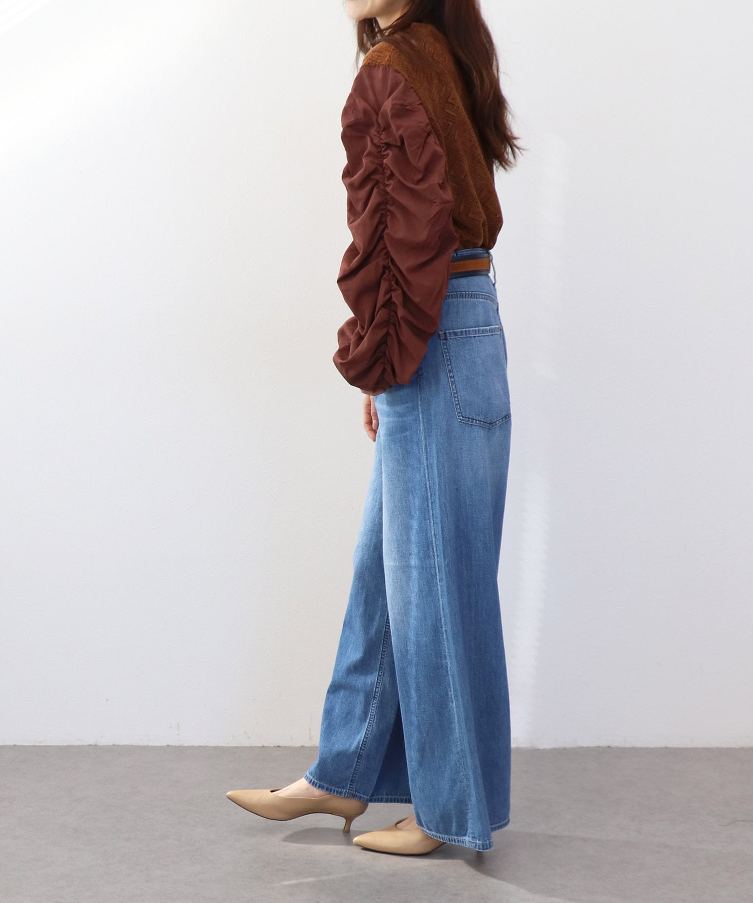 モールレースギャザーブラウス