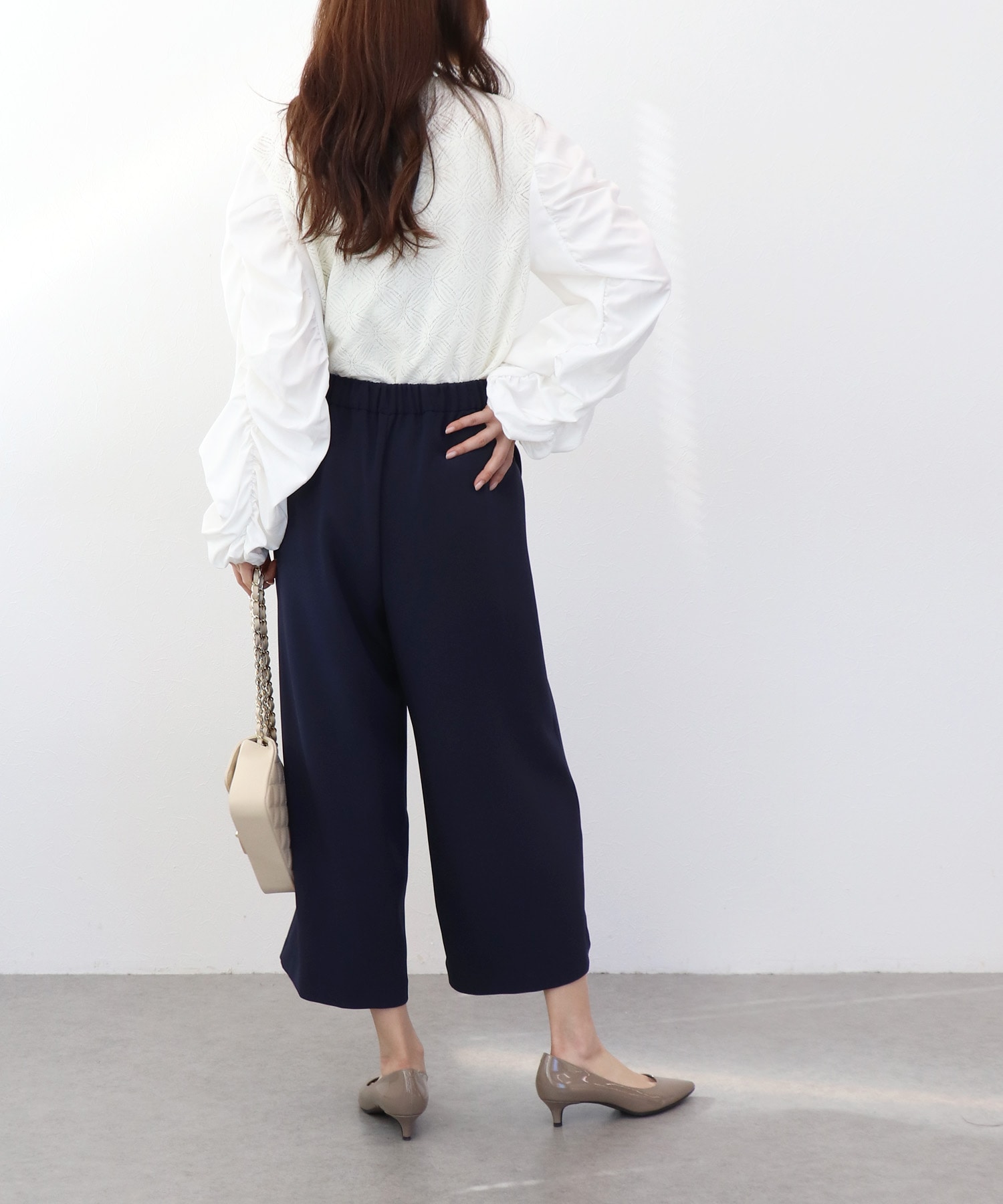 モールレースギャザーブラウス