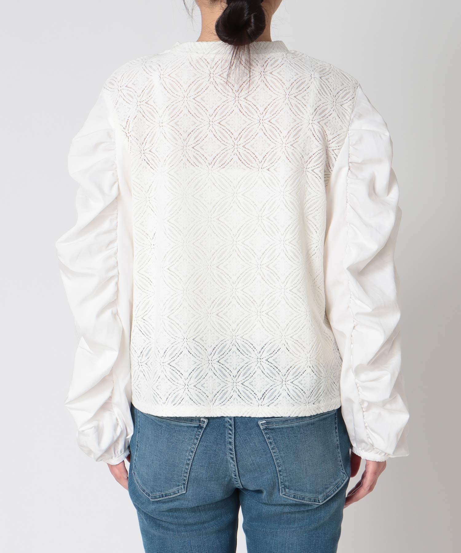 モールレースギャザーブラウス