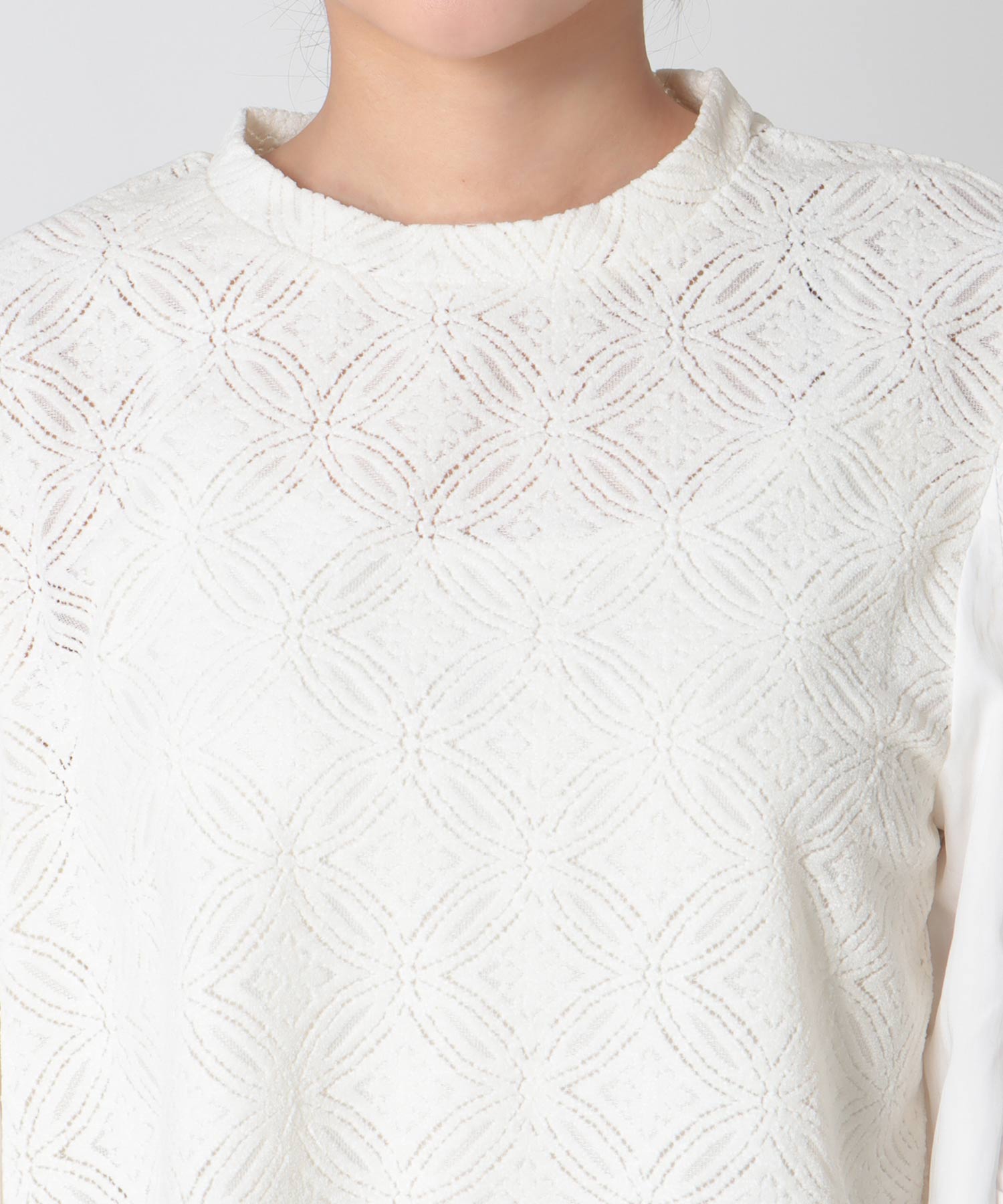 モールレースギャザーブラウス