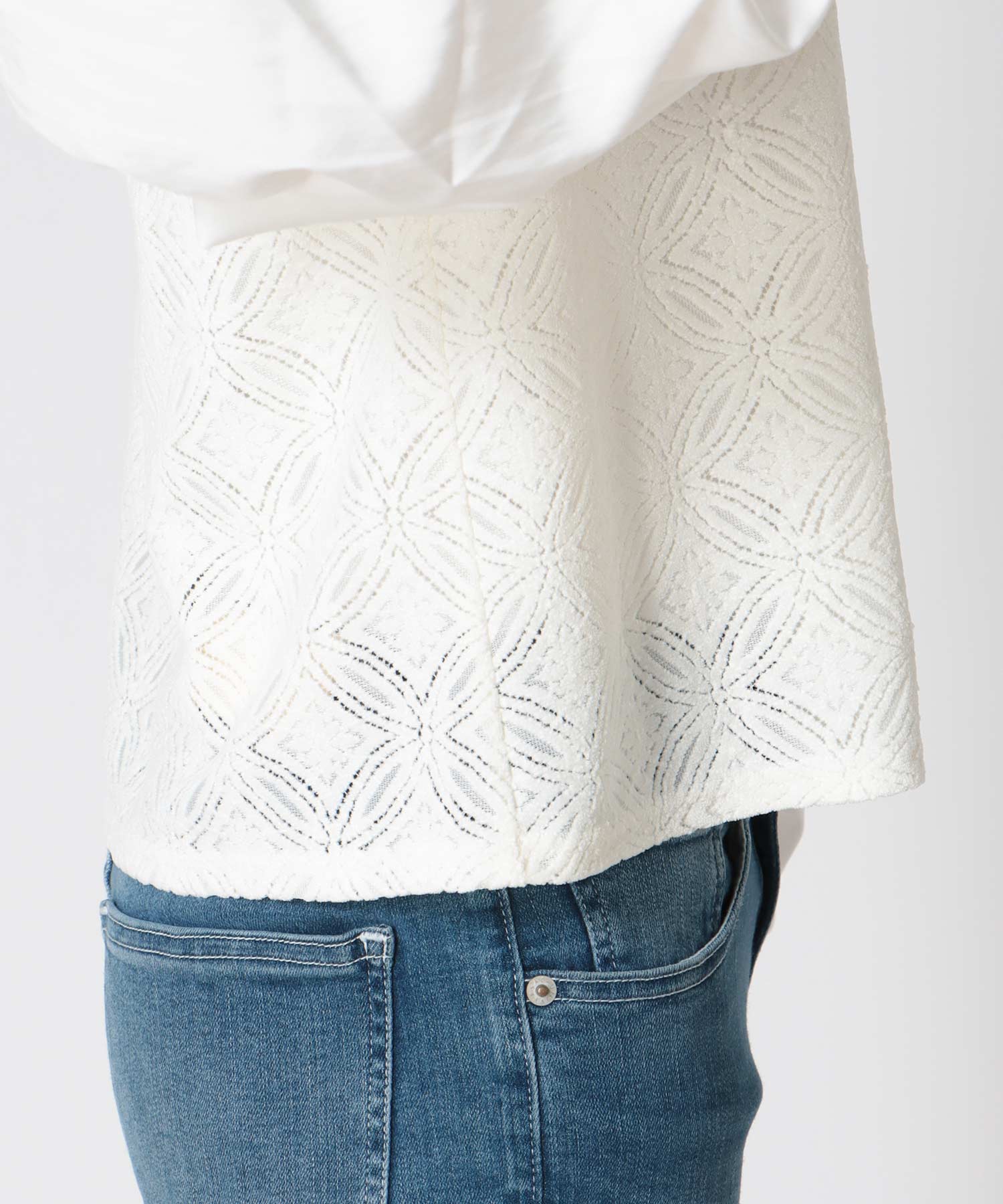 モールレースギャザーブラウス