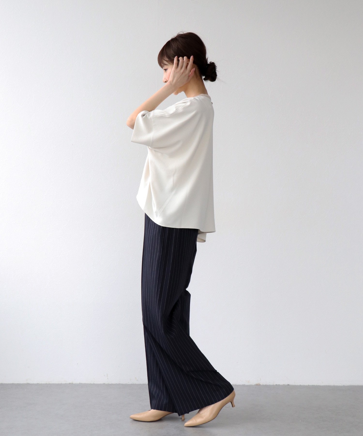 ハイストレッチカルゼワッシャーブラウス