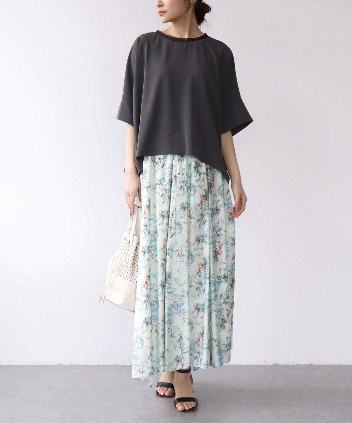 ハイストレッチカルゼワッシャーブラウス