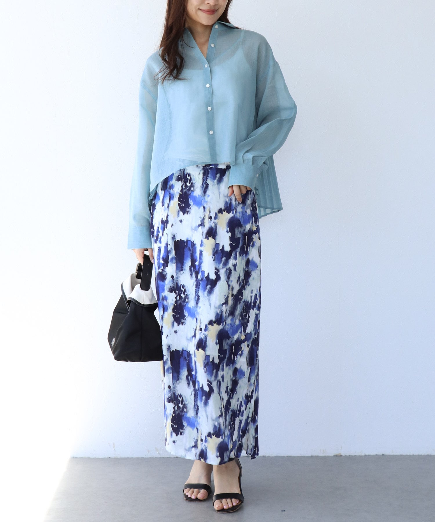 〔お家で試着〕シアーリネンライクバックプリーツシャツ