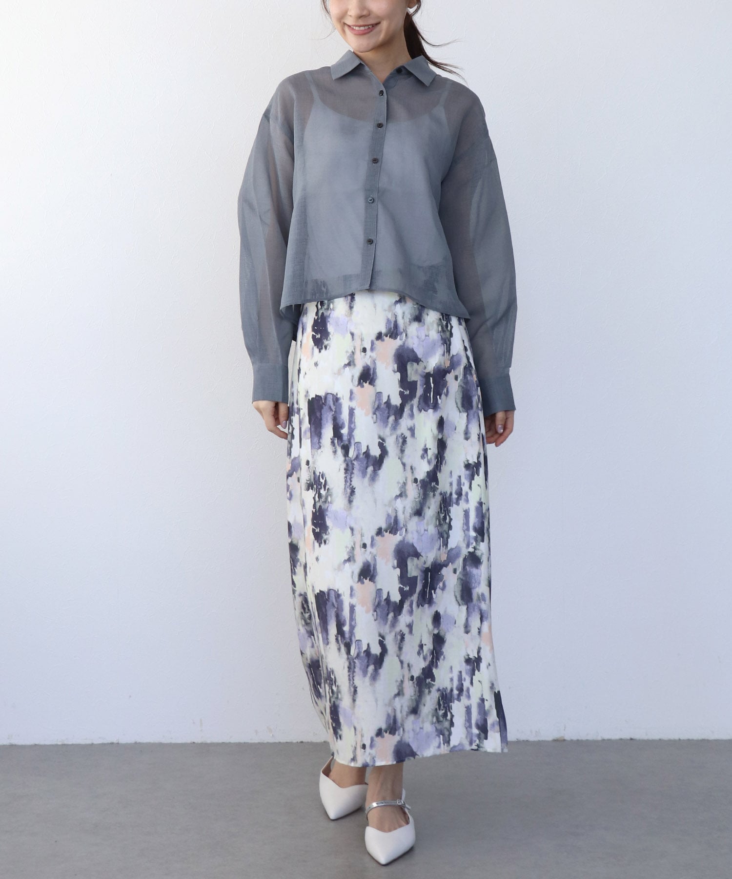 〔お家で試着〕シアーリネンライクバックプリーツシャツ