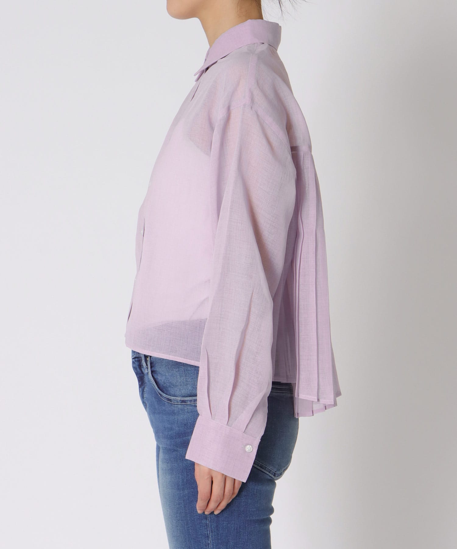 〔お家で試着〕シアーリネンライクバックプリーツシャツ