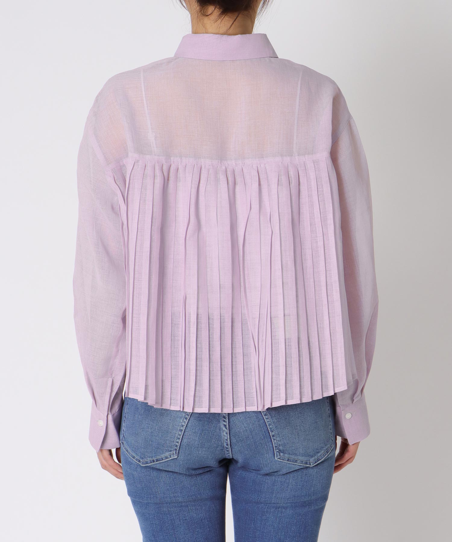 〔お家で試着〕シアーリネンライクバックプリーツシャツ