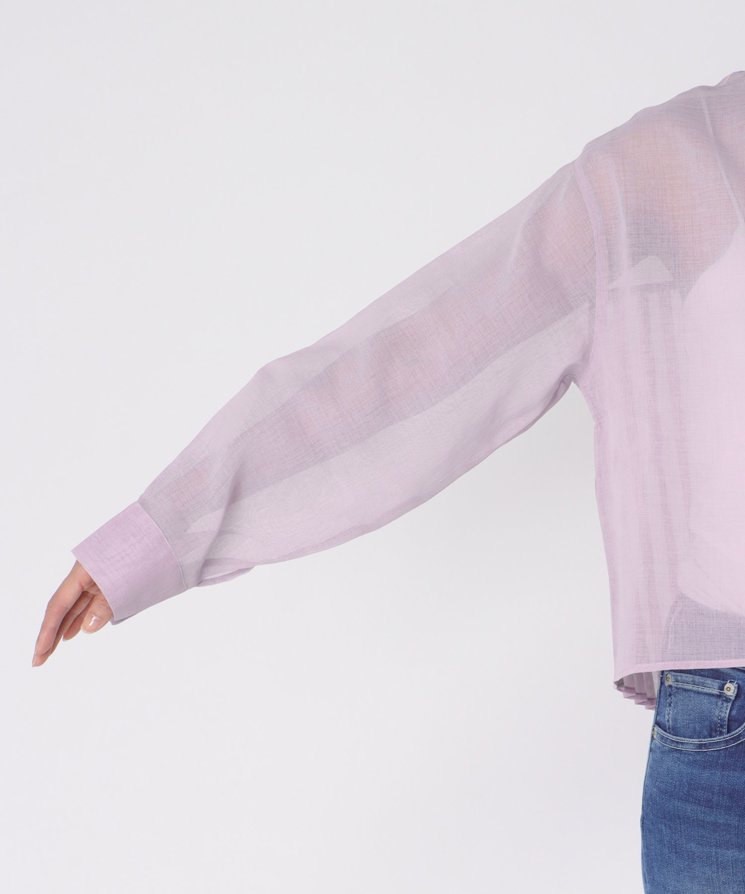 〔お家で試着〕シアーリネンライクバックプリーツシャツ