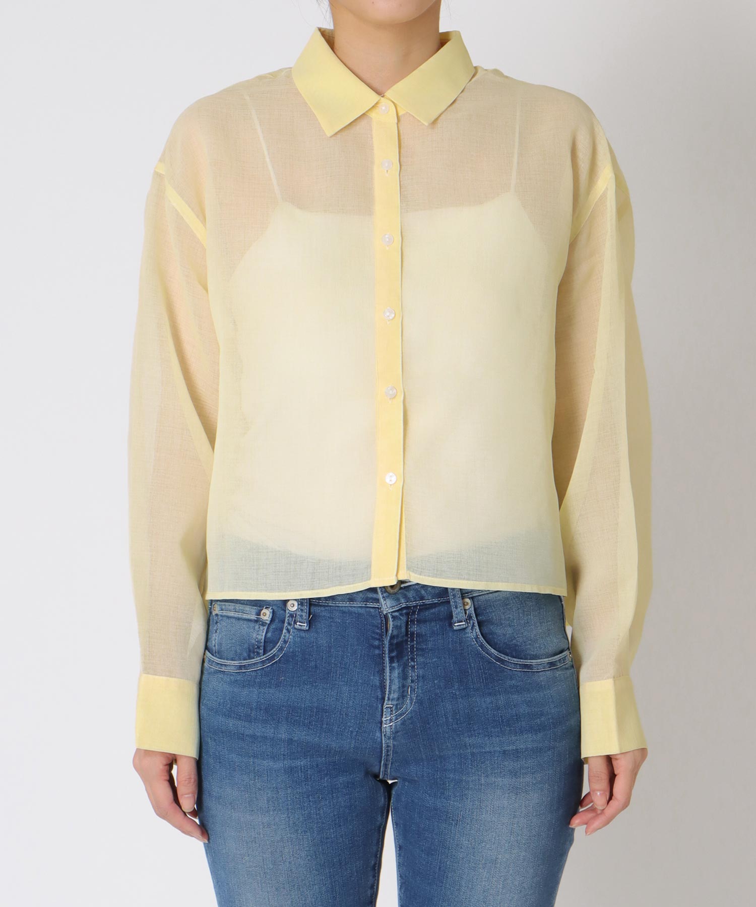 〔お家で試着〕シアーリネンライクバックプリーツシャツ