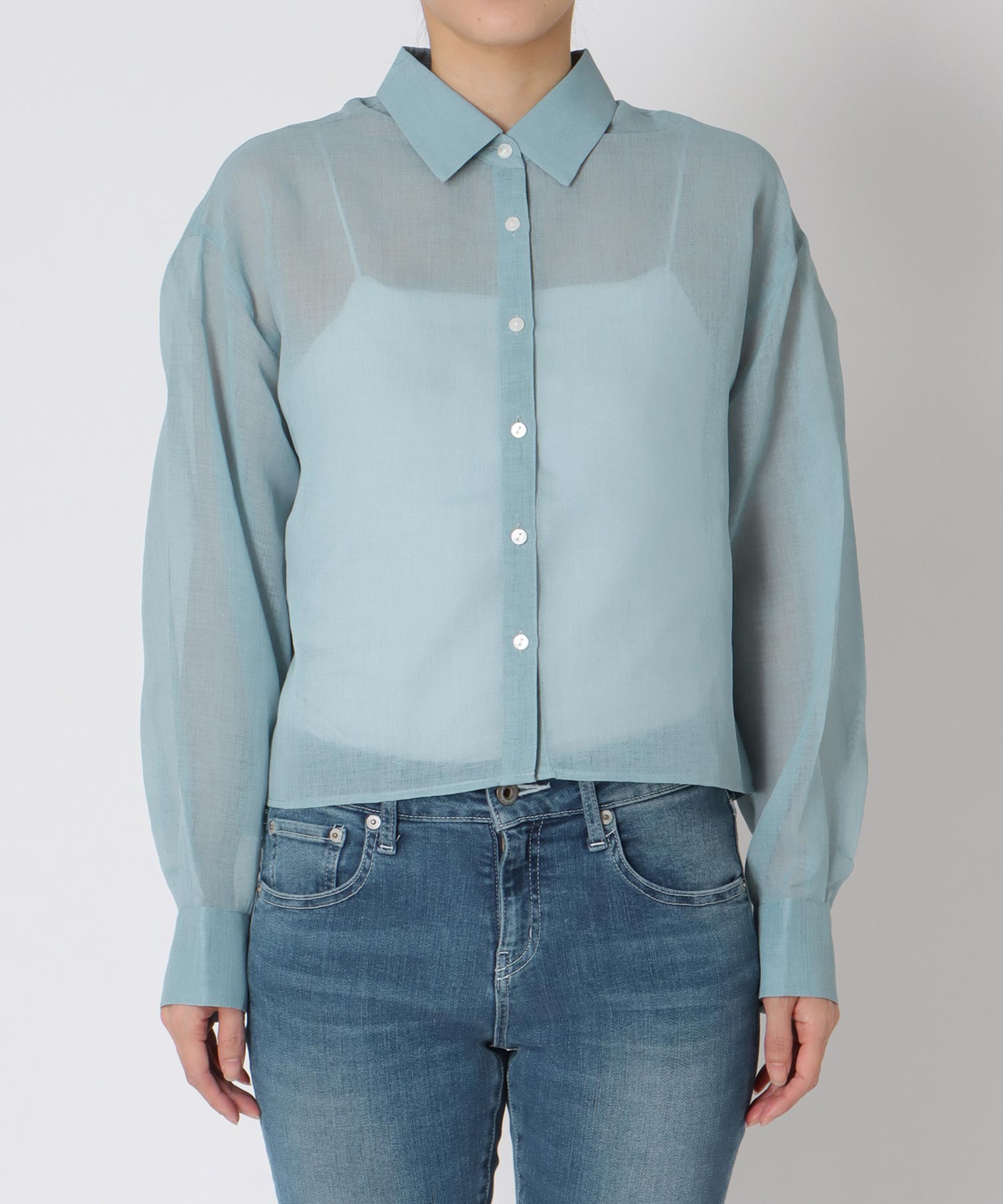 〔お家で試着〕シアーリネンライクバックプリーツシャツ