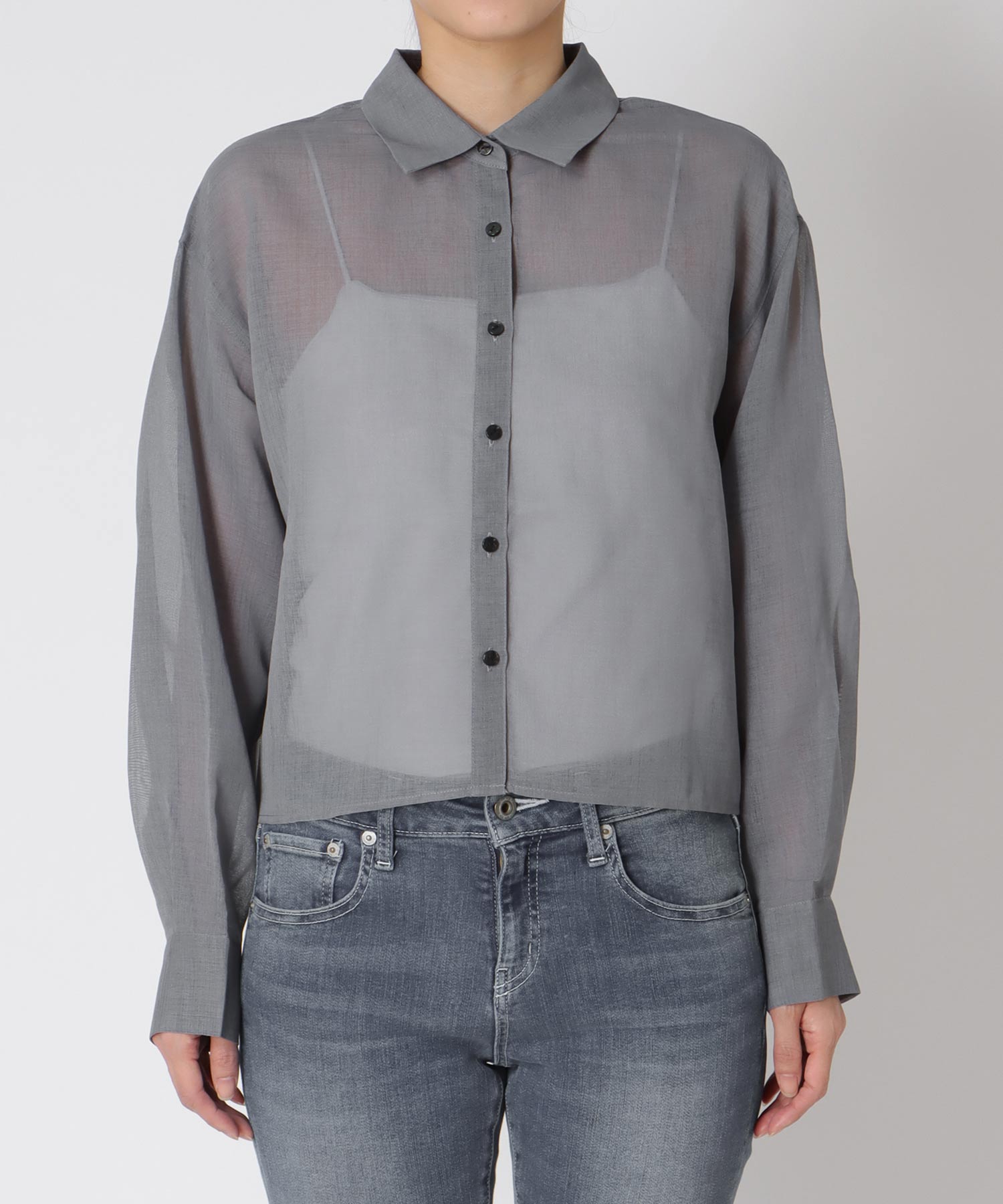 〔お家で試着〕シアーリネンライクバックプリーツシャツ