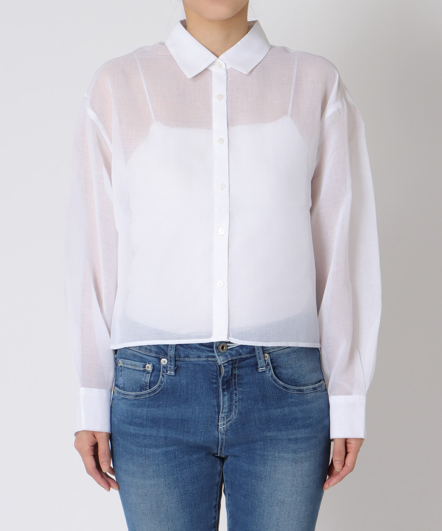 〔お家で試着〕シアーリネンライクバックプリーツシャツ