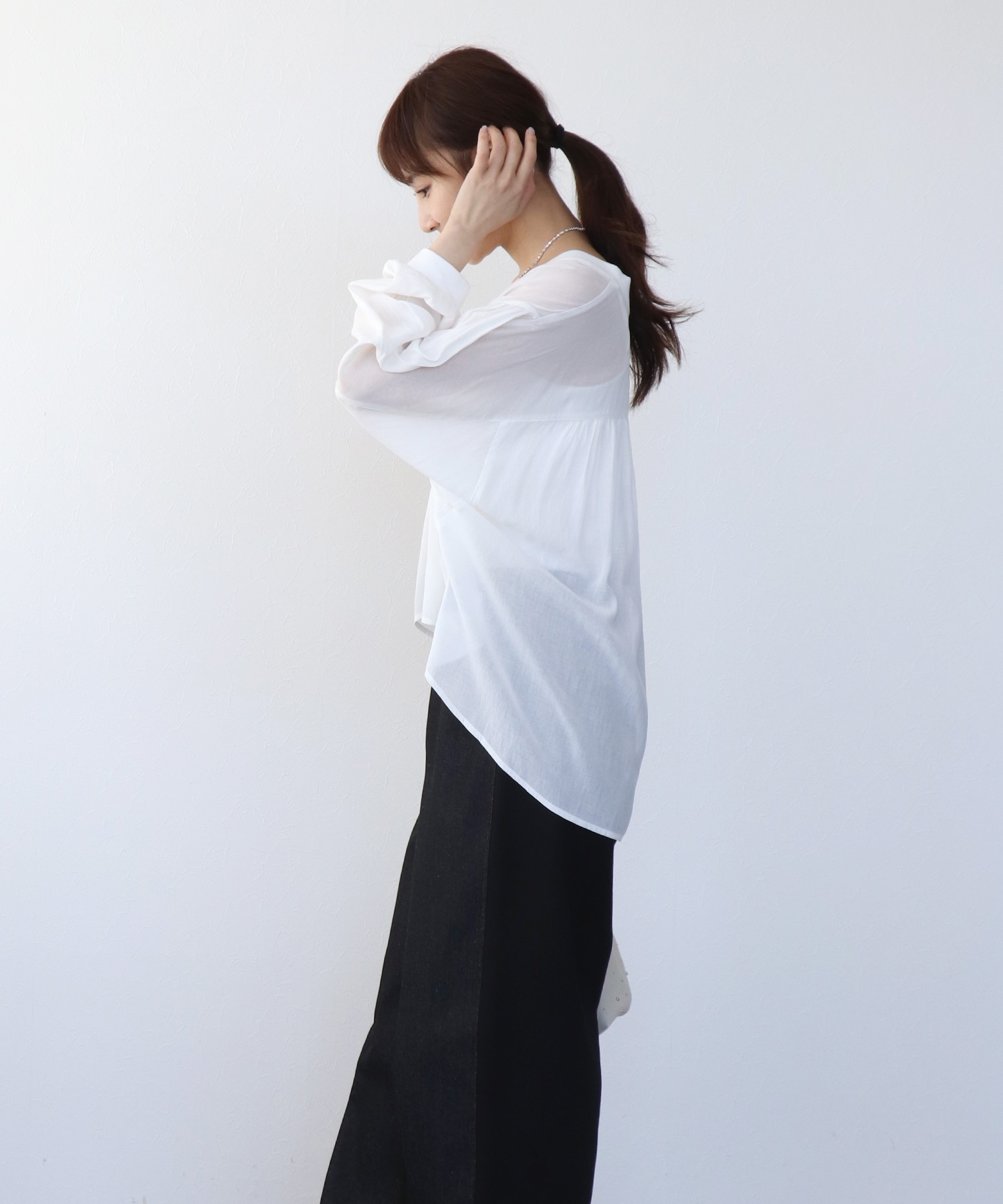 麻調シアリーボイルシャツ